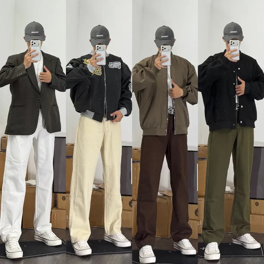 [FULL MÀU] QUẦN JEANS TRẮNG/ĐEN BAGGY TRƠN CAO CẤP – FORM SUÔNG ỐNG RỘNG BASIC NAM NỮ HALO KAKI